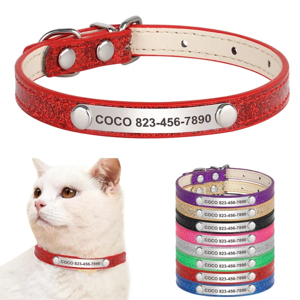 Personalized Leather Cat Collar