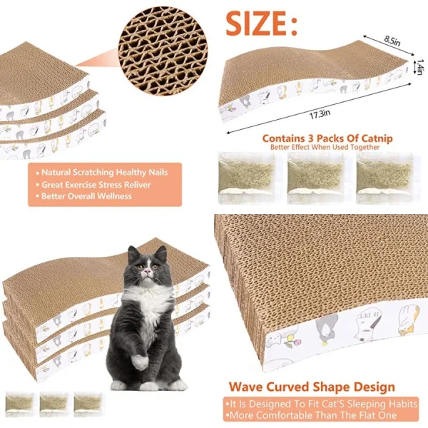 3 Pack Recycled Corrugated Cat Scratching Pad