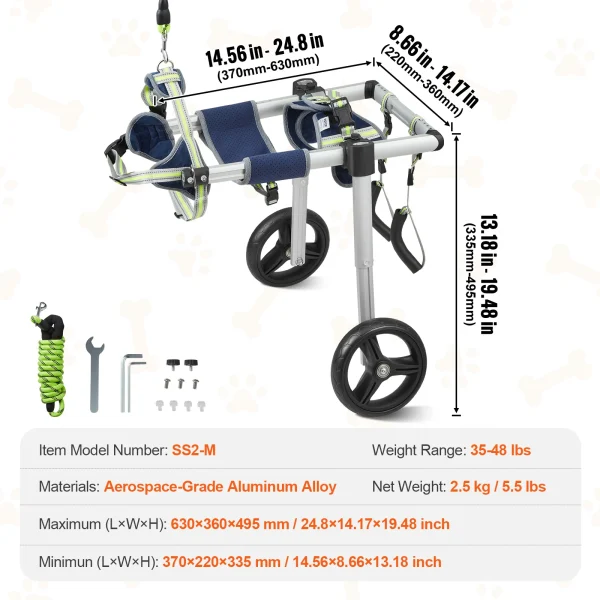 SucceBuy 2 Wheels Dog Wheelchair